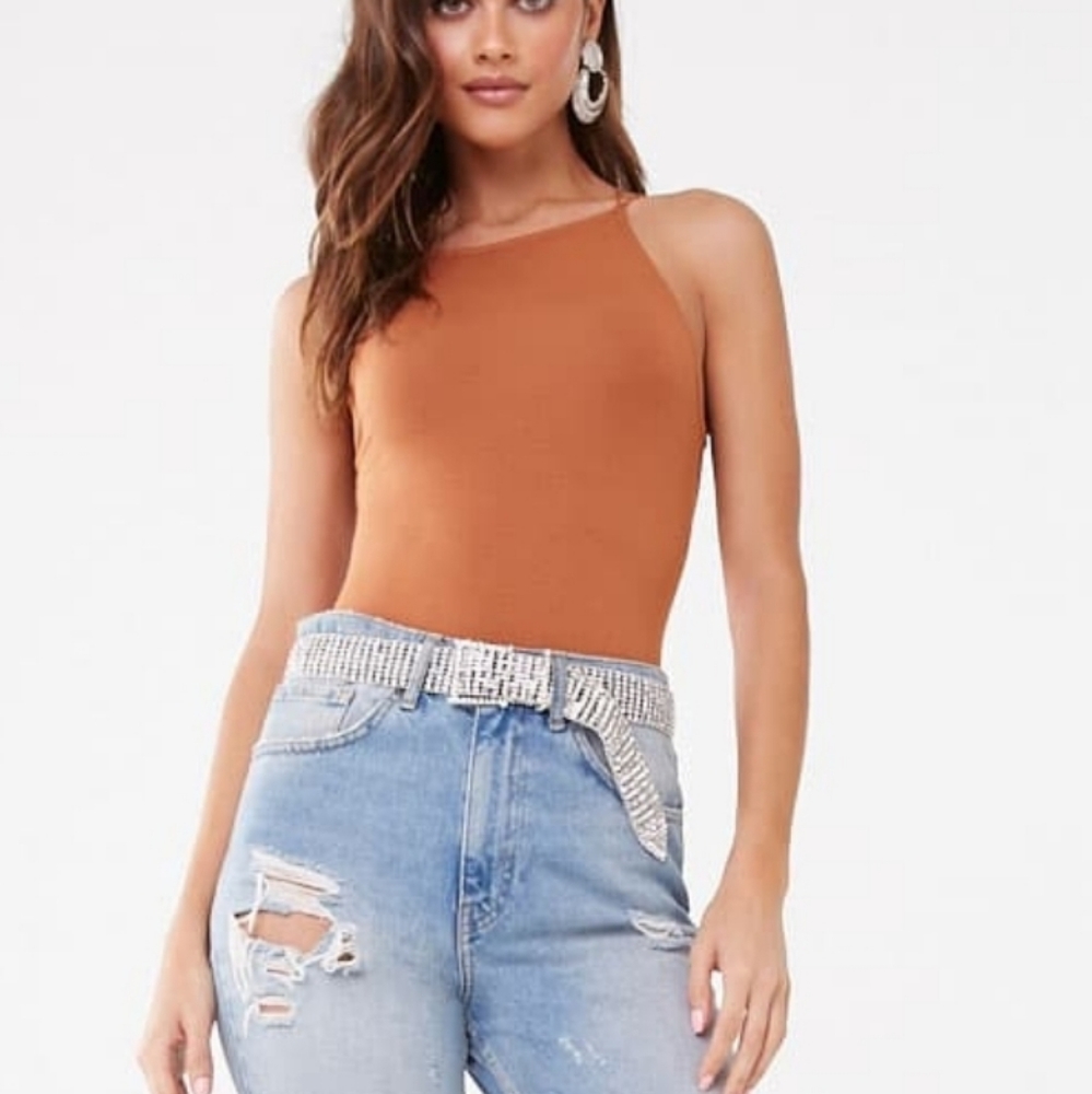 Knit bodysuit size sm in rust independent FXX1